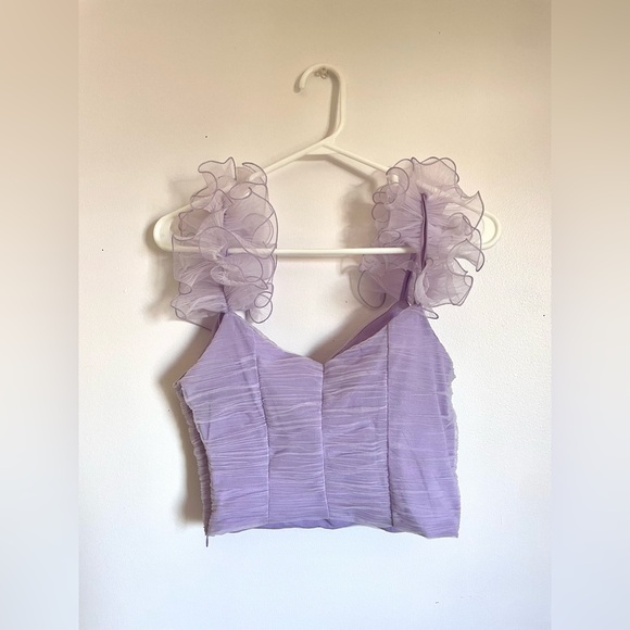 Cute AF purple ruffle sleeve BIRTHDAY top from Zara - Picture 2 of 4